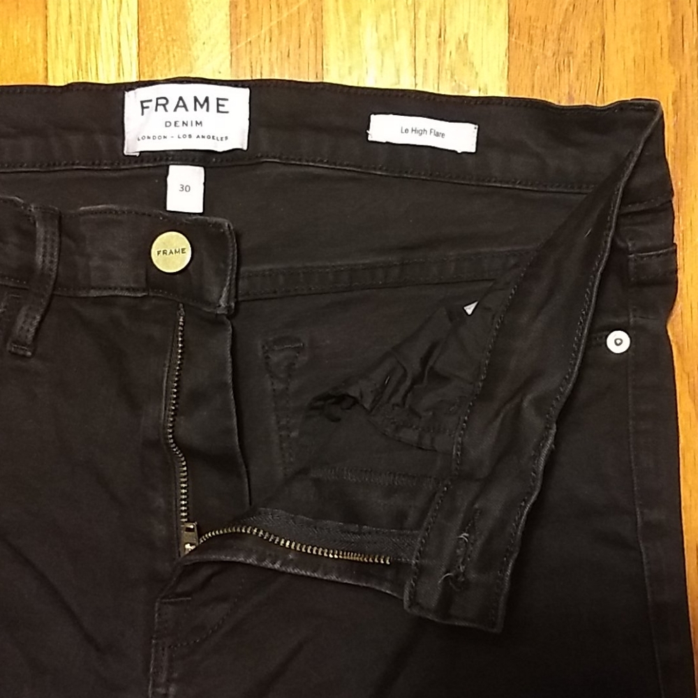 FRAME Denim size 30 Black Tall Long, Le High Flare